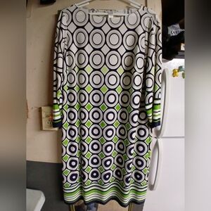 London Times Geometric Patterned Dress